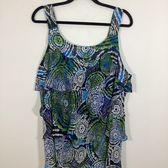 Lane Bryant Tops - Lane Bryant Sleeveless Tiered Tank Top Ruffle Detail Vibrant Blue Green 18 20